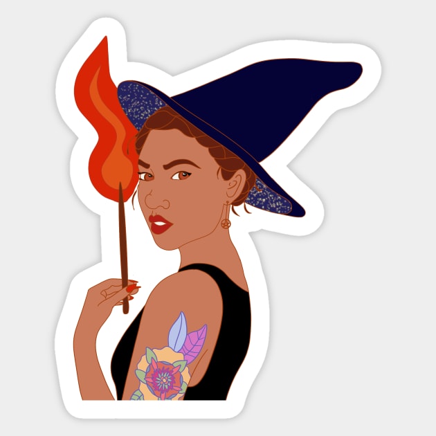 Badass fire witch Sticker by Carpesidera